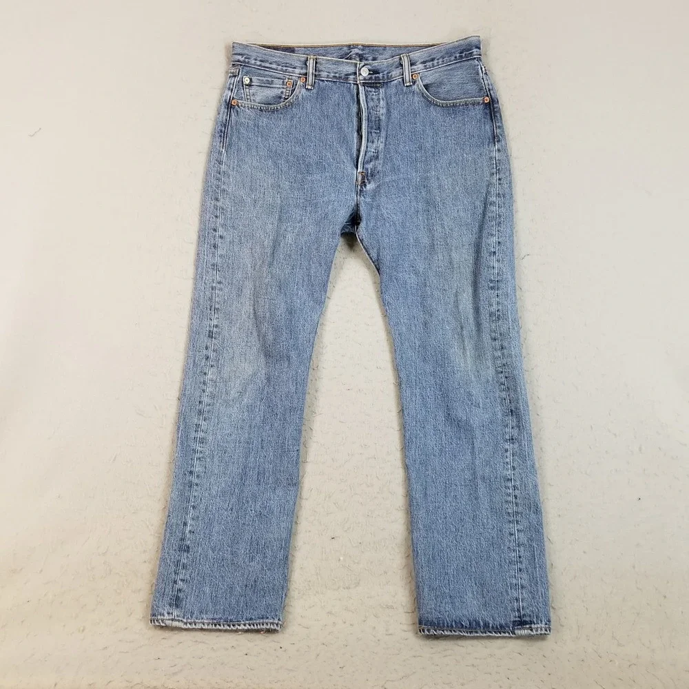 Levis Jeans Mens 36x32 Blue 501 Original Fit Straight Leg Button Fly 100% Cotton